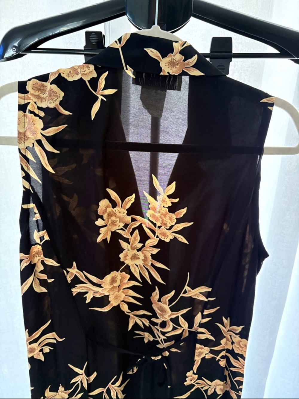 Studio I Black Midi Dress with Gold Floral Print